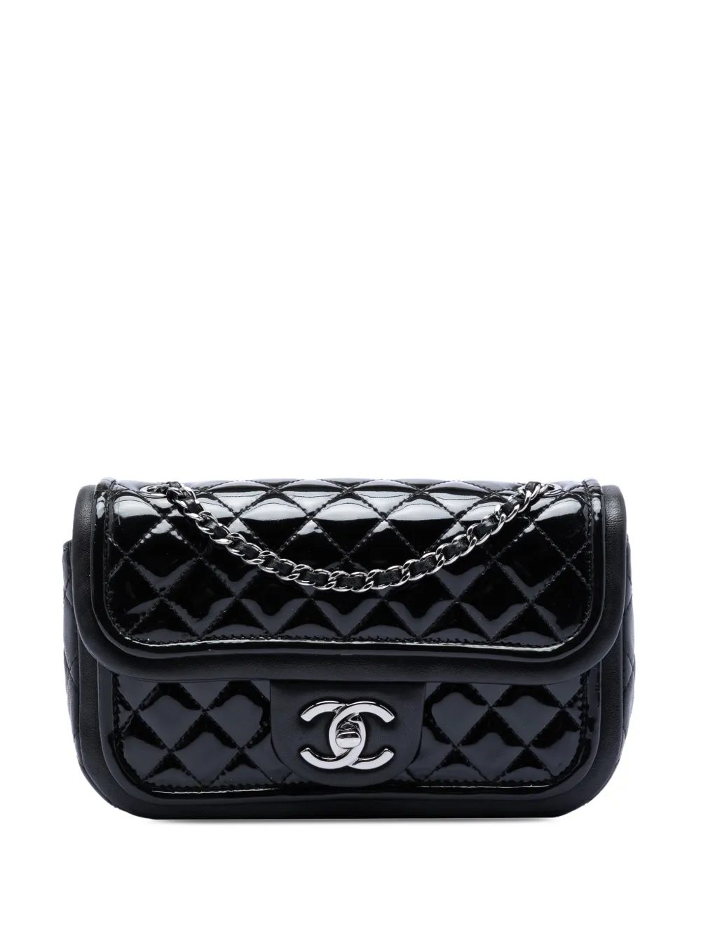 CHANEL Pre-Owned 2013-2014 Small Quilted Patent and Lambskin Trimmed Classic Twist Flap shoulder bag - Schwarz