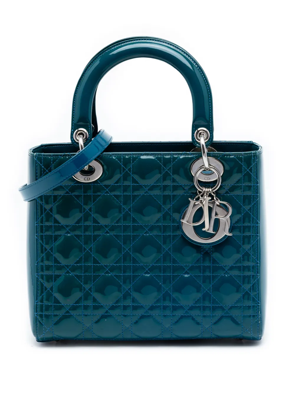 Christian Dior Pre-Owned 2015 Medium Patent Cannage Lady Dior satchel - Blu