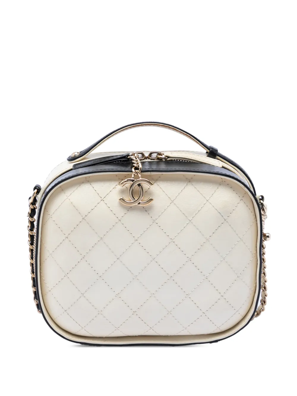 CHANEL Pre-Owned 2019 Small CC Crumpled Calfskin Vanity Case satchel - Nero
