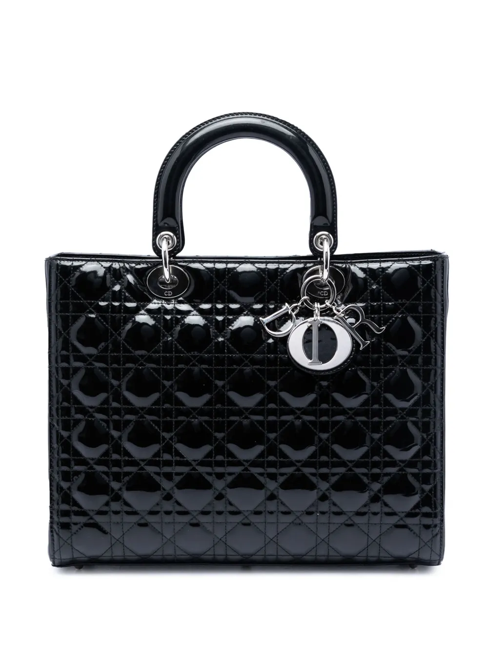 Christian Dior Pre-Owned 2009 Large Patent Cannage Lady Dior satchel - Black
