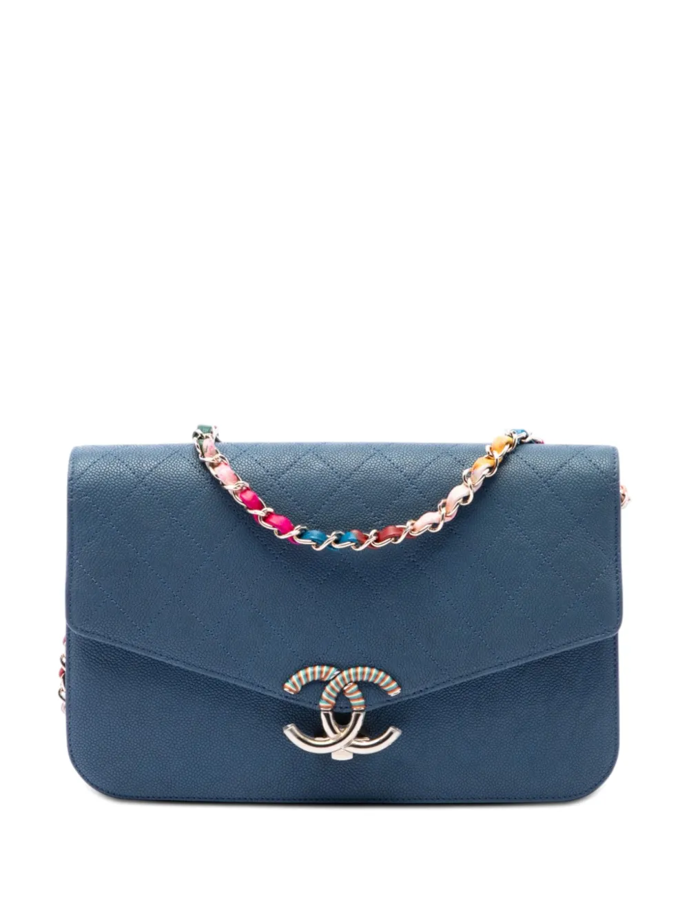 CHANEL Pre-Owned 2016-2017 Paris Cuba Quilted Caviar Thread Around Flap crossbody bag - Blue