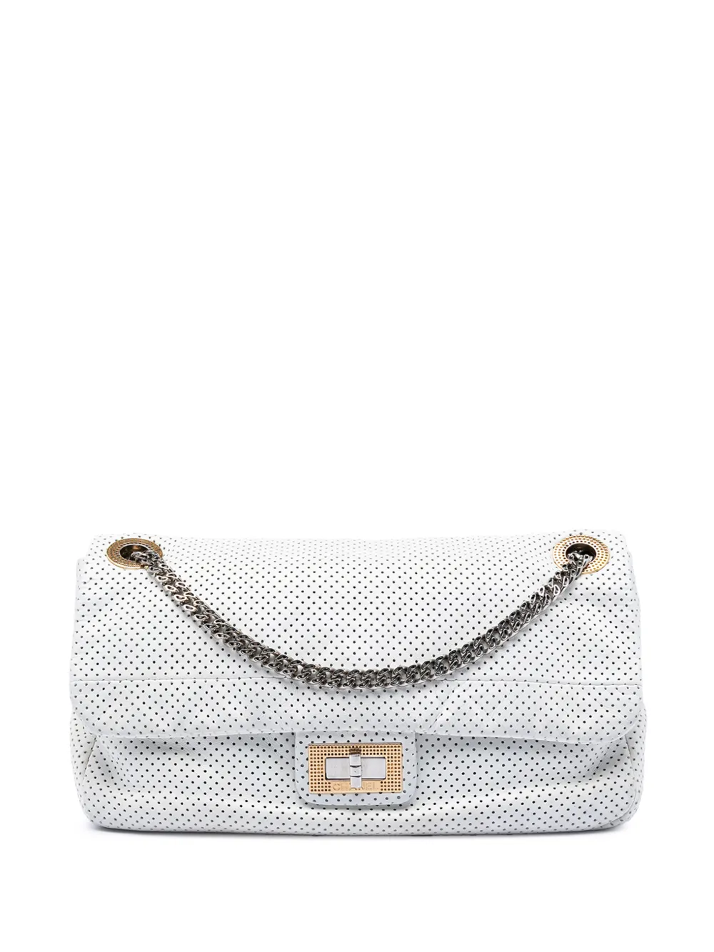 CHANEL Pre-Owned 2008-2009 Perforated Calfskin Reissue 2.55 Drill Flap shoulder bag - Weiß
