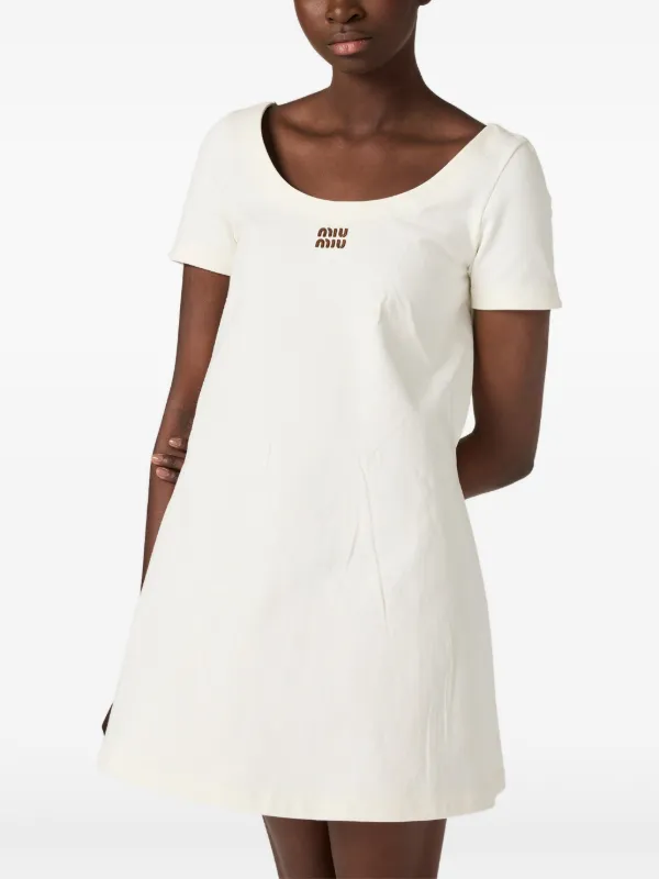 miu miu t shirt dress Miu Miu Jersey Mini-dress, Woman, White, Size 38