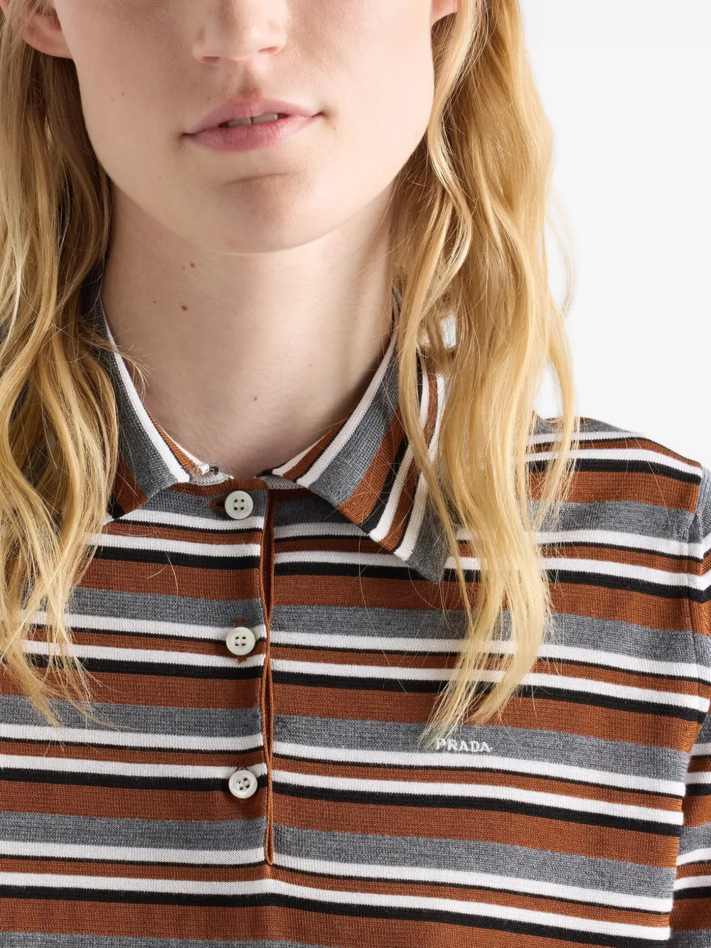 Prada Katoenen gestreept poloshirt Oranje