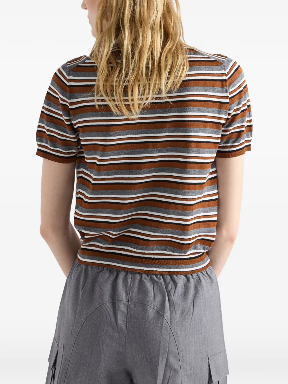 Prada Katoenen gestreept poloshirt Oranje