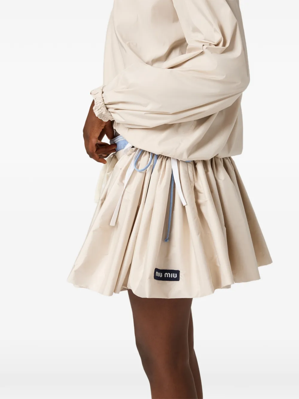 Miu Mini-rok van technisch pongé Beige