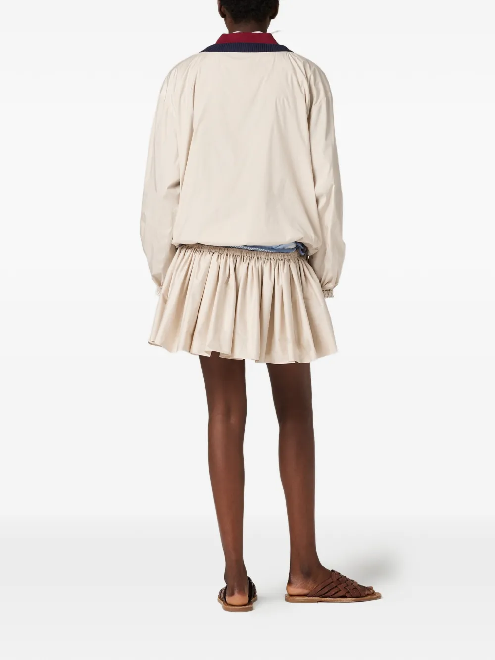 Miu Mini-rok van technisch pongé Beige