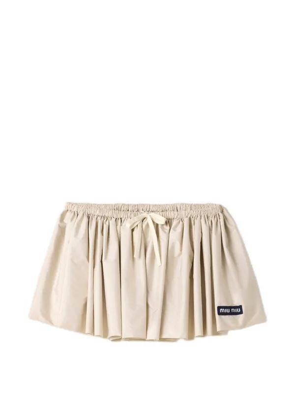 Miu Miu Technical Pongé Mini Skirt in Neutrals