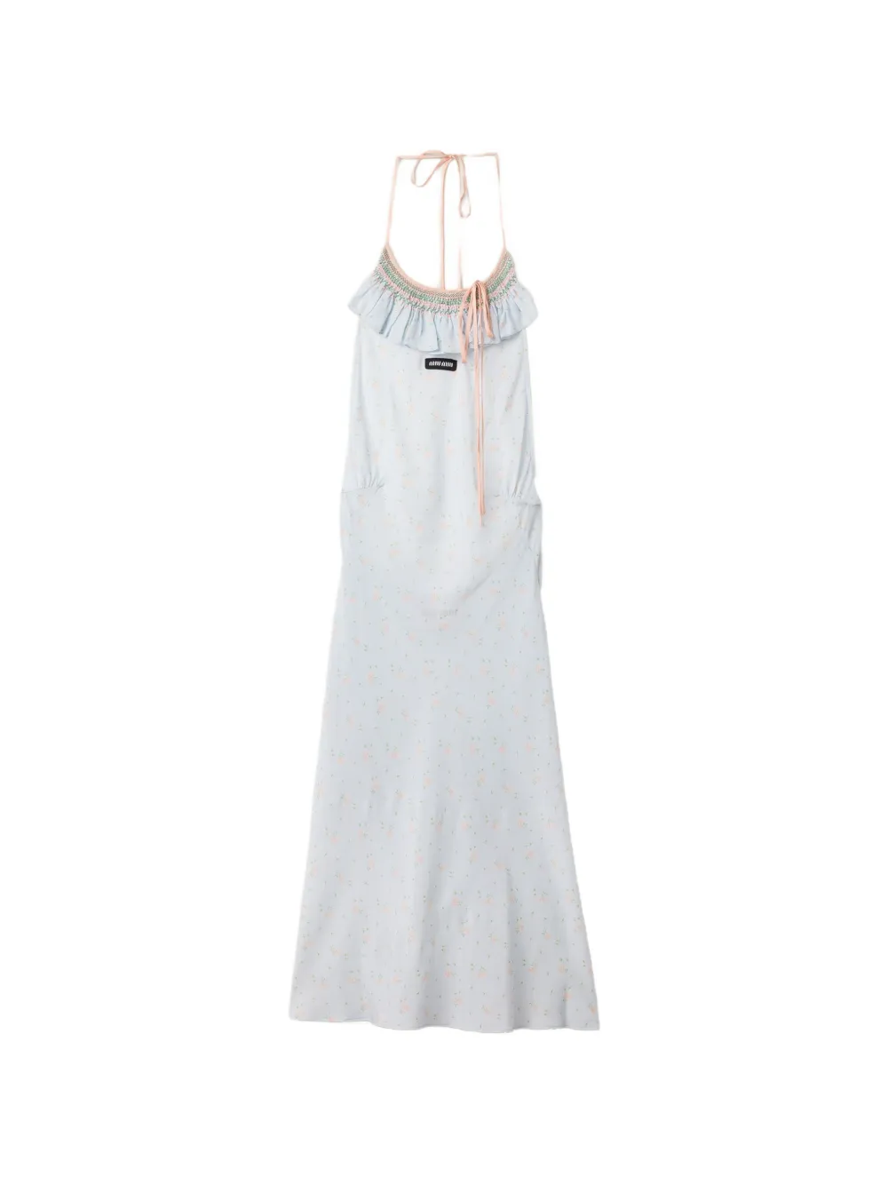 Miu Miu embroidered marocain crepe dress - Blu