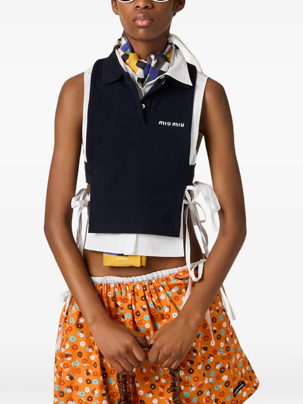 Miu Spencer met geborduurd logo en polokraag Zwart