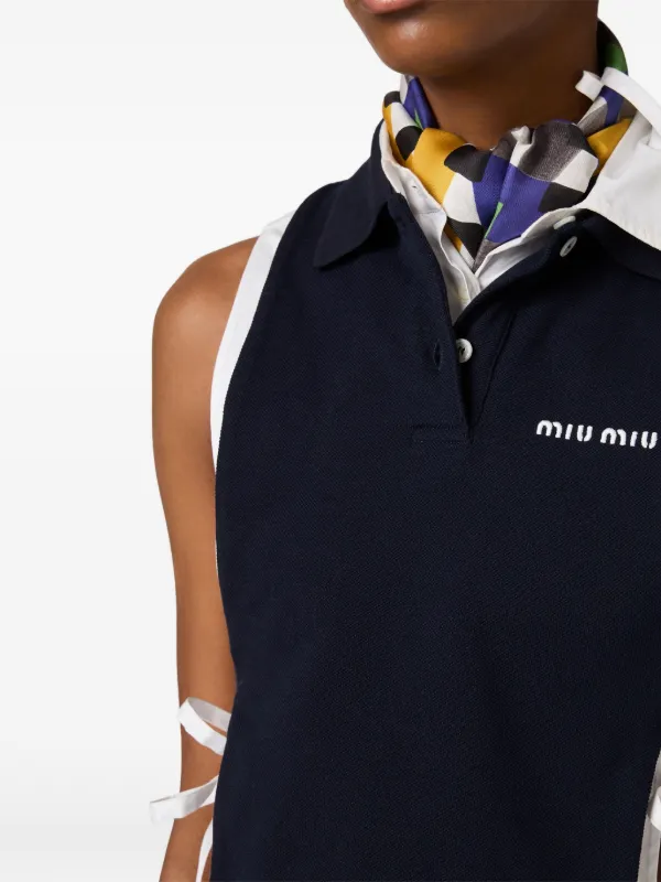 Miu Miu ロゴ ポロカラーベスト | ブラック | FARFETCH JP