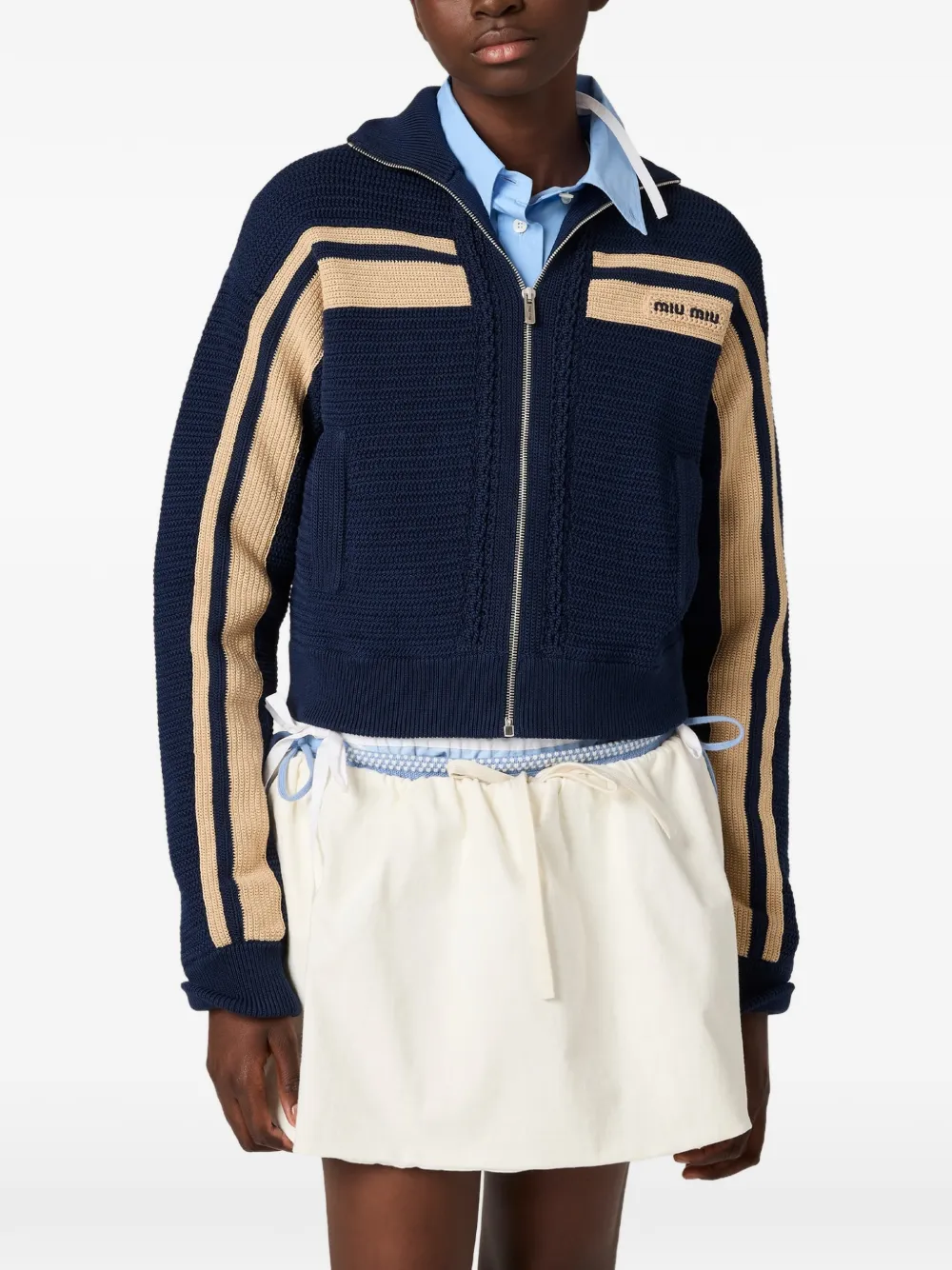 Miu Gehaakt katoenen vest Blauw