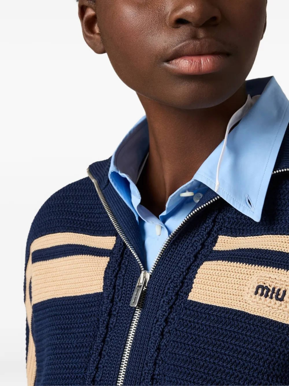 Miu Gehaakt katoenen vest Blauw