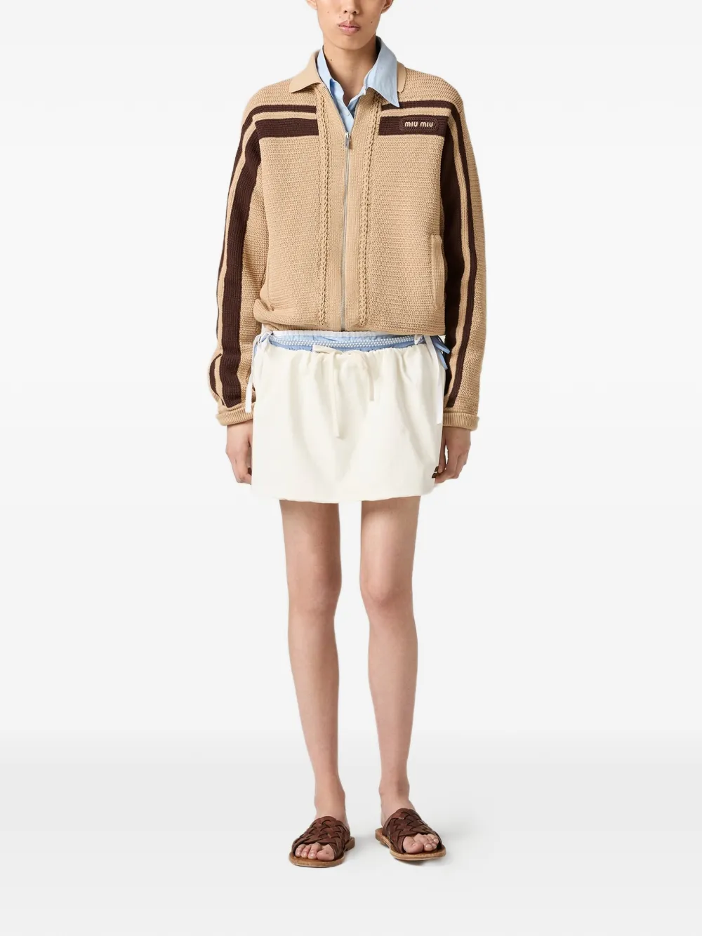 Miu Gehaakt katoenen vest Beige