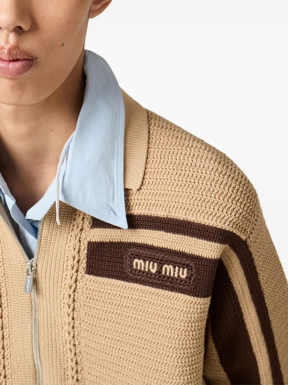 Miu Miu Cotton Crochet Cardigan | Neutrals | FARFETCH ZA