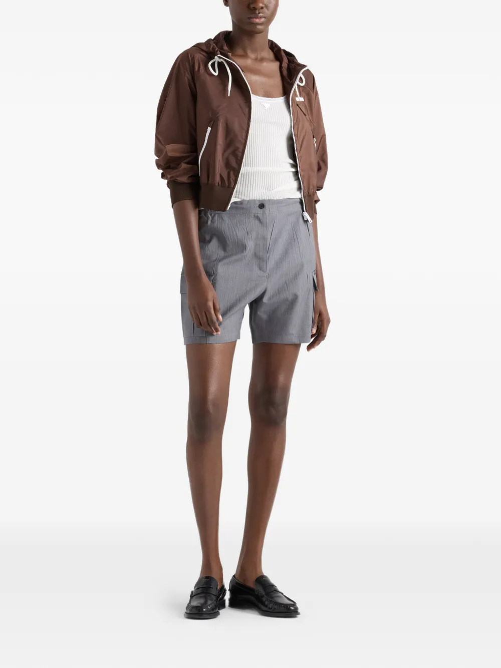 Prada Lichtgewicht Re-Nylon bomberjack Bruin