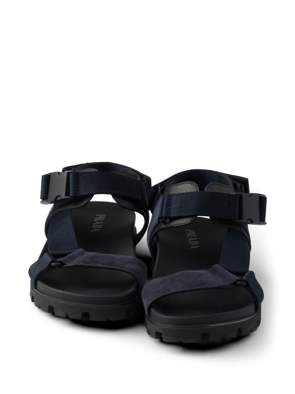 Prada Suède en geweven sandalen Blauw