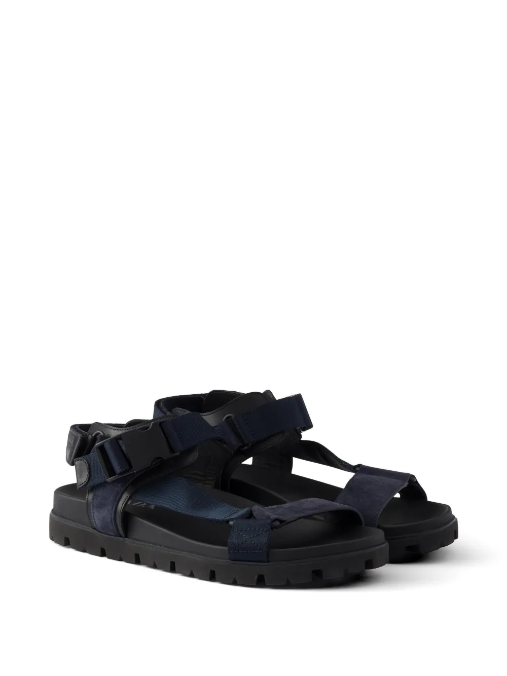 Prada Suède en geweven sandalen Blauw