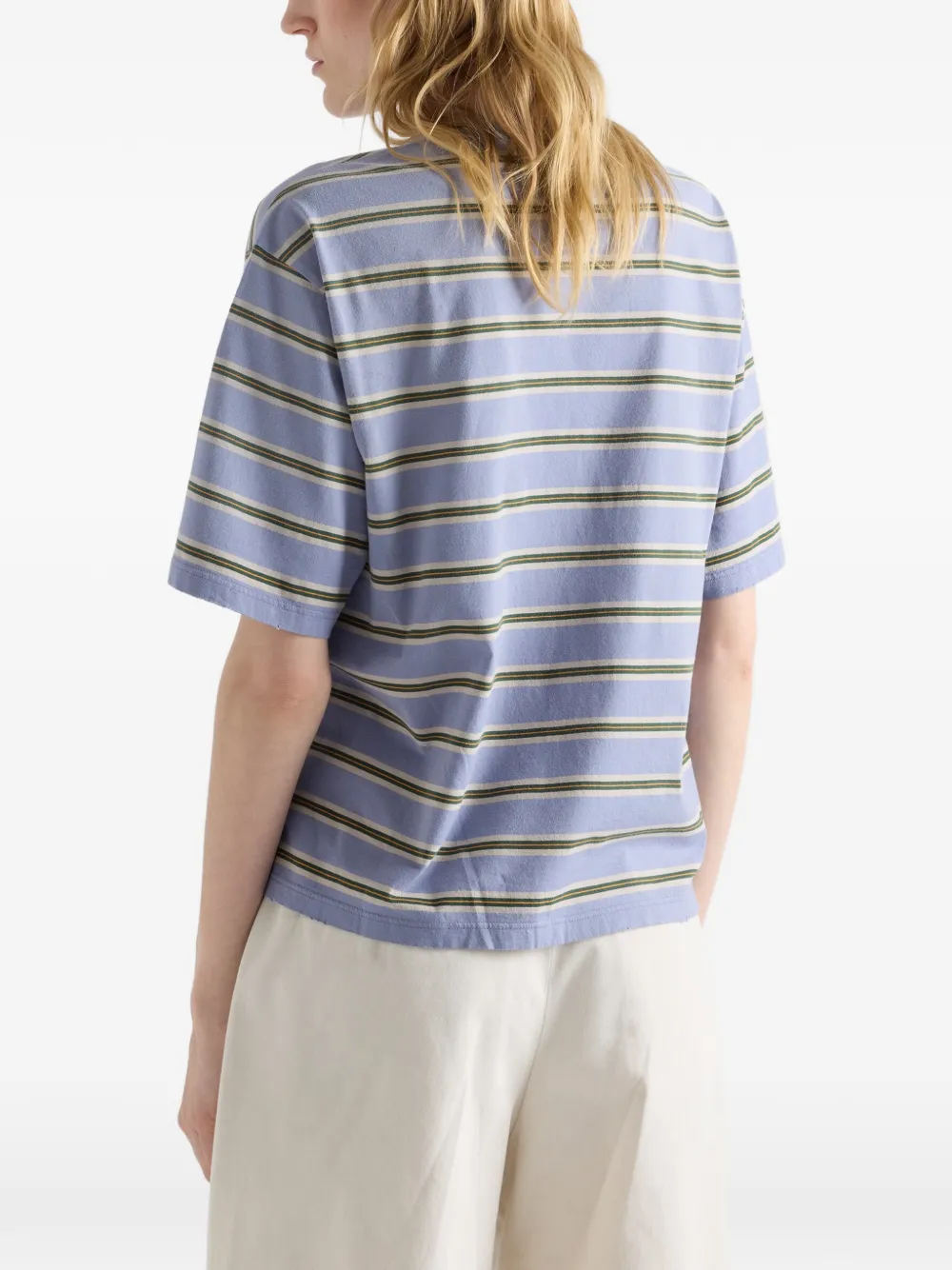 Prada Gestreept katoenen jersey T-shirt Blauw