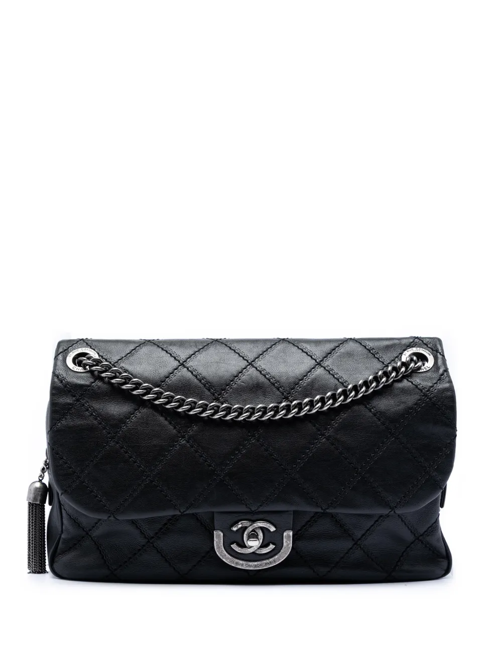 CHANEL Pre-Owned 2013-2014 Paris Edinburgh Jumbo Quilted Calfskin Coco Sporran Flap shoulder bag - Black