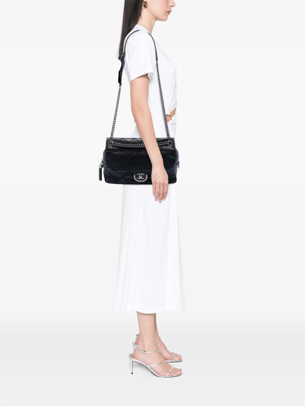  Chanel Pre-owned Bolso De Hombro Paris Edinburgh Coco Sporran Flap Oversize De Piel De Becerro Acolchado 2013-2014 - Negro 
