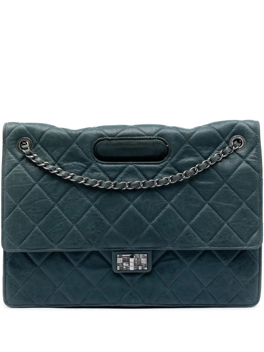 CHANEL Pre-Owned 2011 Paris Byzance Maxi Washed Lambskin Take Away Flap satchel - Blu