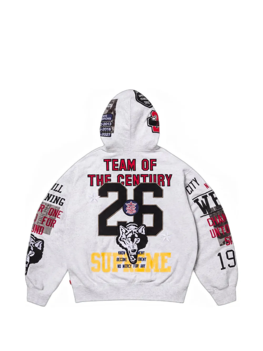 Supreme Warriors appliqué-detailing zip-up Hoodie | Grey | FARFETCH