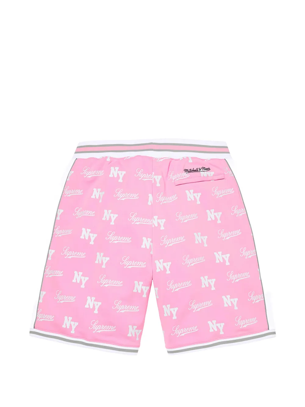 Supreme x Mitchell & Ness basketbalshorts met monogram Roze