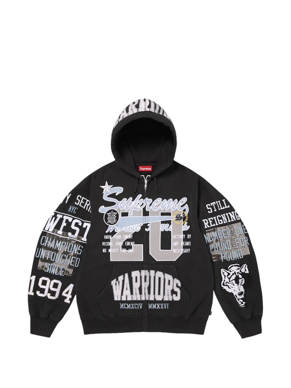Supreme Warriors appliqué zip-up hoodie - Nero