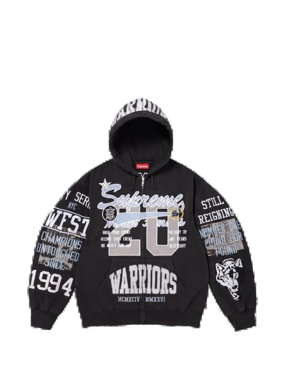 Supreme Warriors appliqué zip-up hoodie - Nero