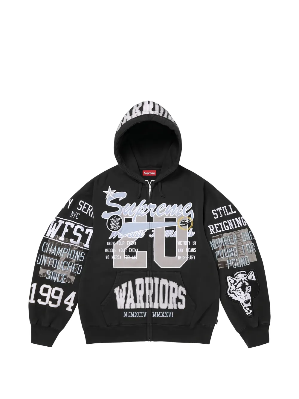 Supreme Warriors appliqué zip-up hoodie - Nero