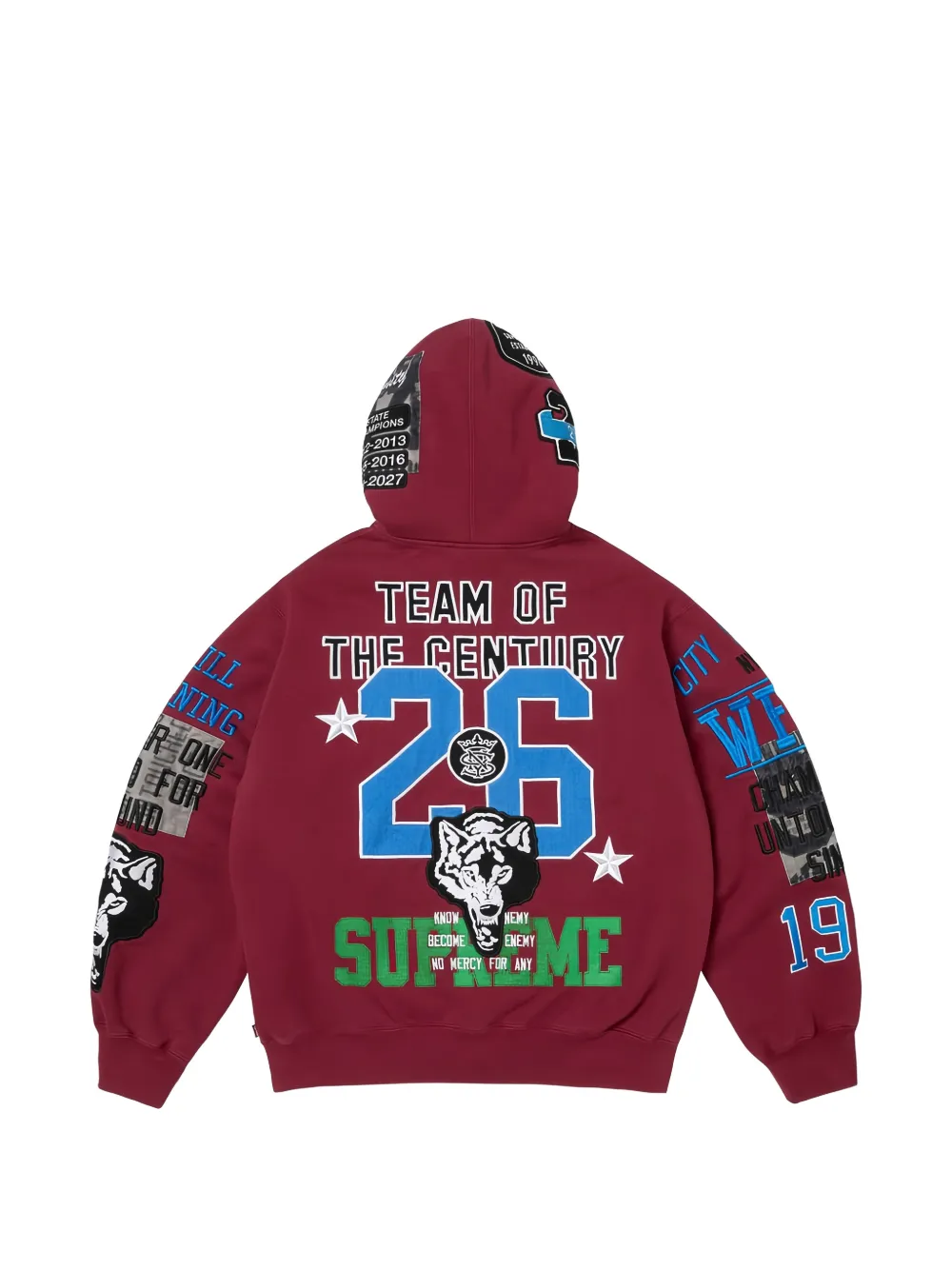 Supreme Warriors zip-up hoodie Rood