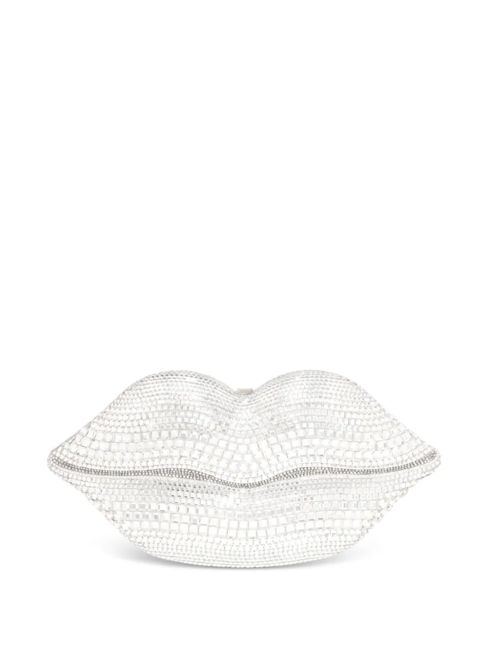 Judith Leiber Lips Disco Lips crystal-embellished clutch bag - Argento