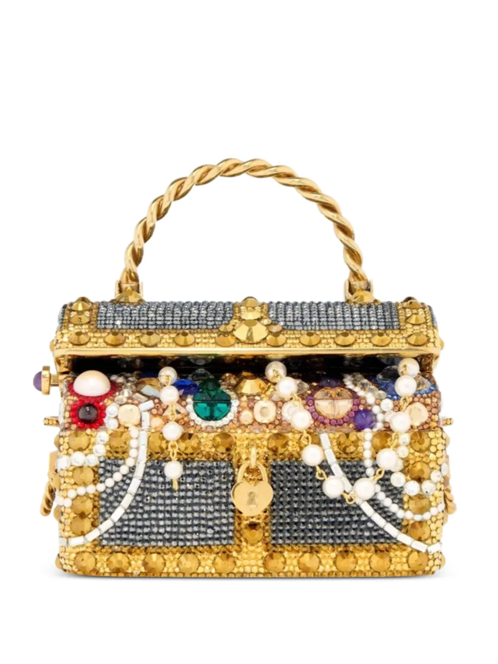 Judith Leiber crystal-embellished treasure-chest clutch bag - Oro