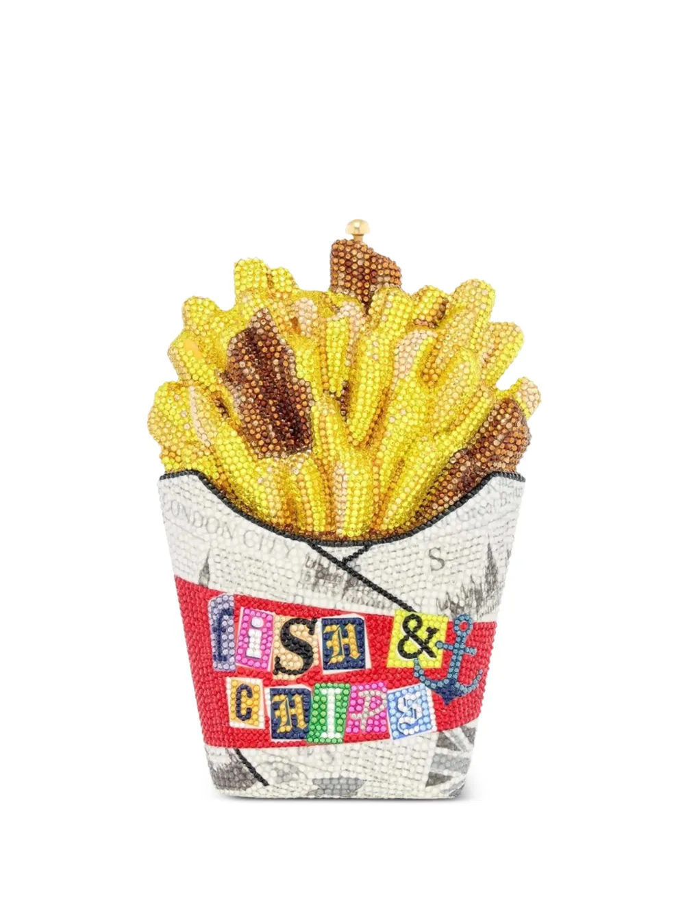 Judith Leiber French Fries Fish and Chips crystal-embellished clutch bag - Giallo