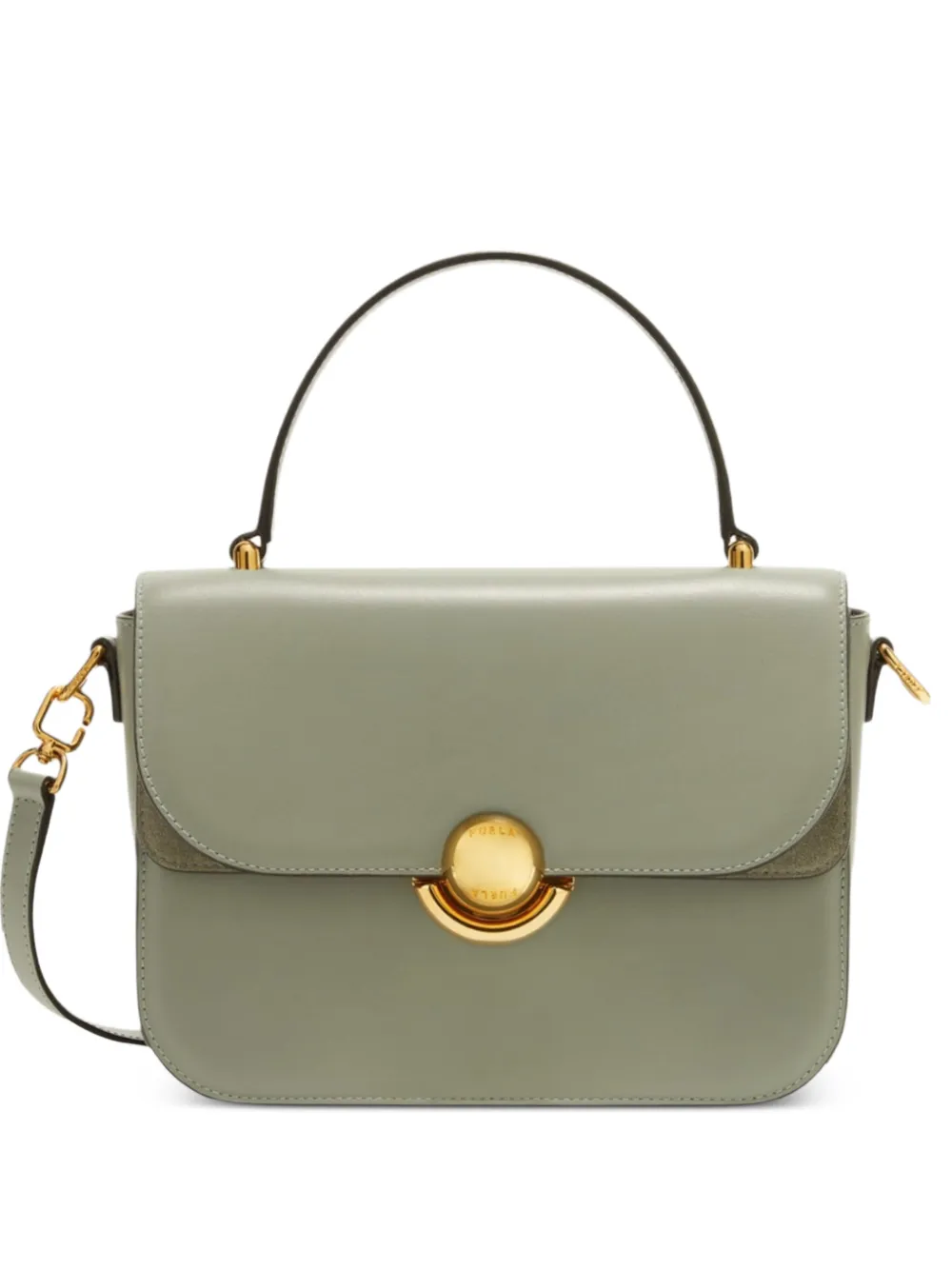 Furla Leren shopper met suède vlakken Groen