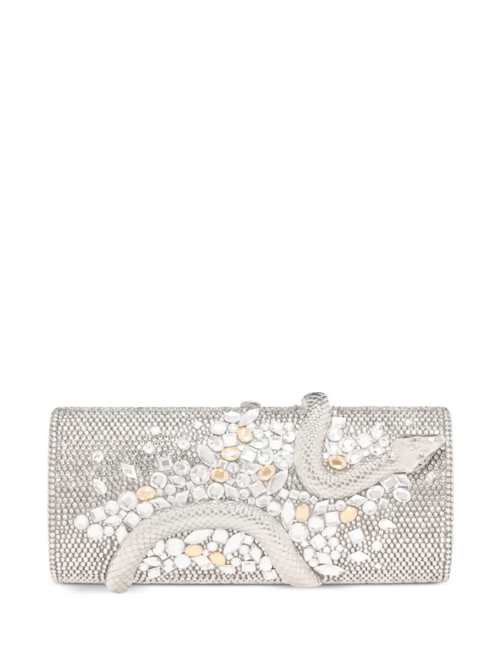 Judith Leiber Spiral Snake Hypnotic crystal-embellished snake-detail clutch bag - Argento