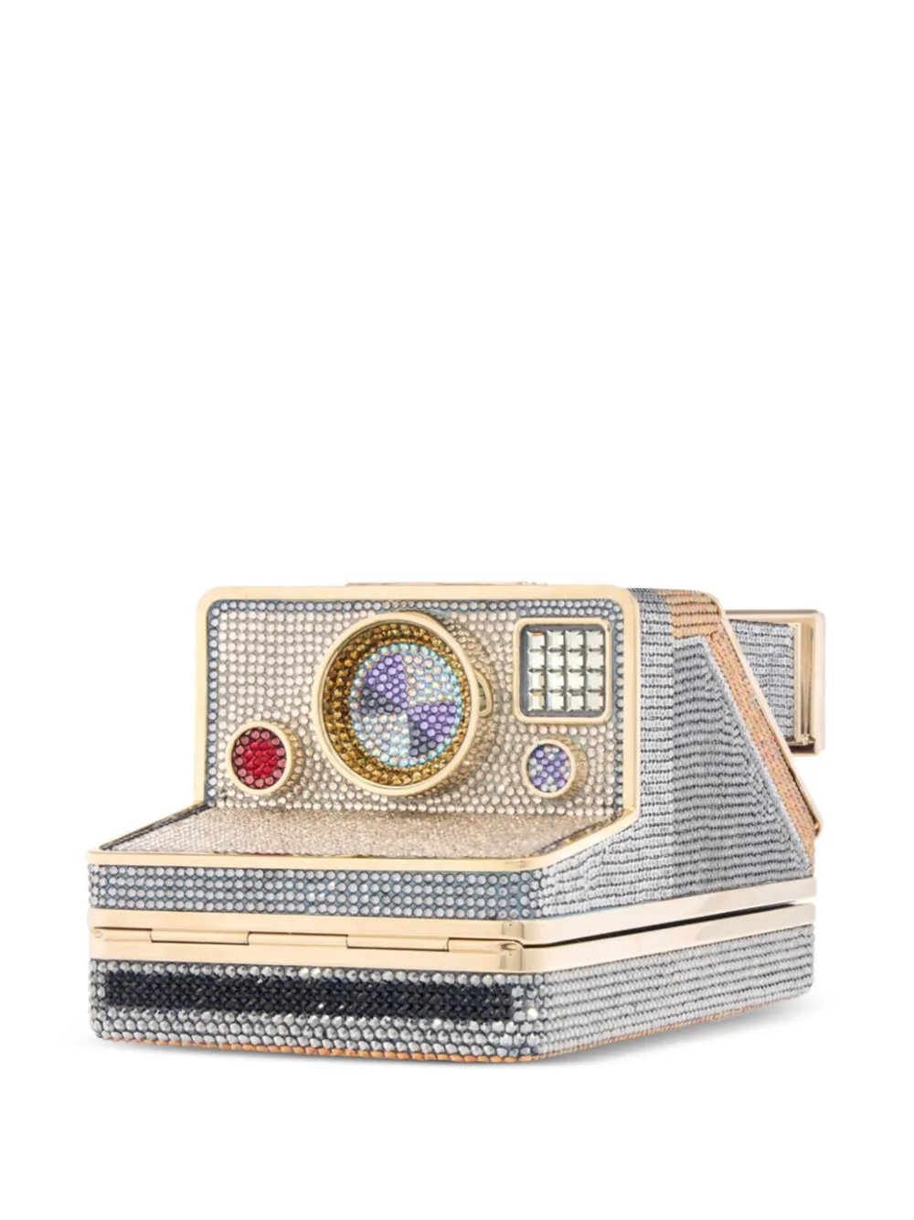 Judith Leiber Image Mary crystal-embellished camera-shaped clutch bag - Argento