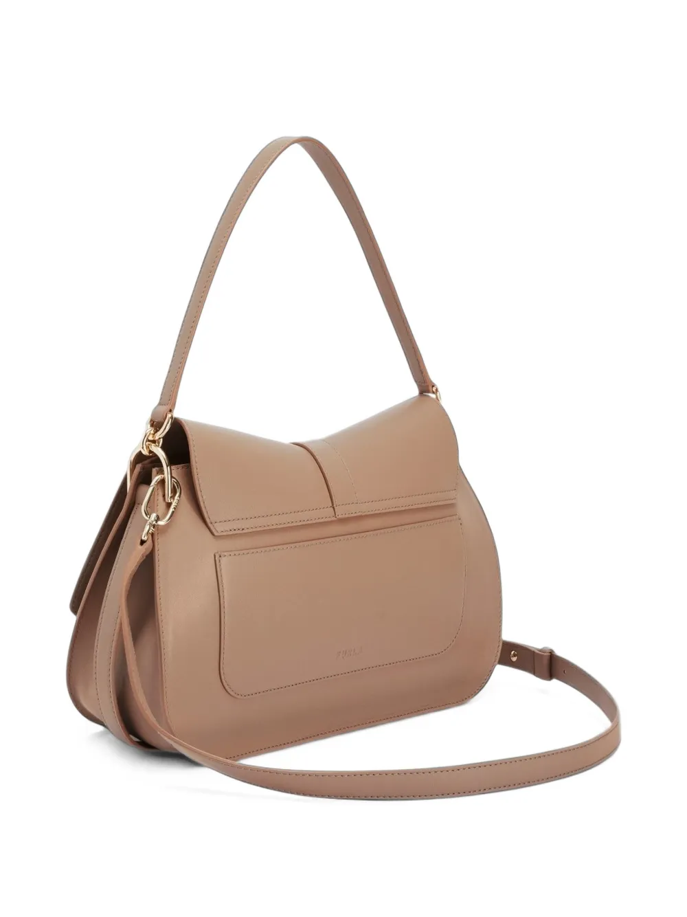 Furla Shopper met logoplakkaat Beige