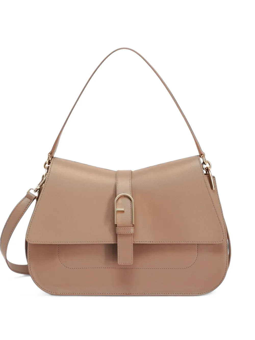 Furla Shopper met logoplakkaat Beige