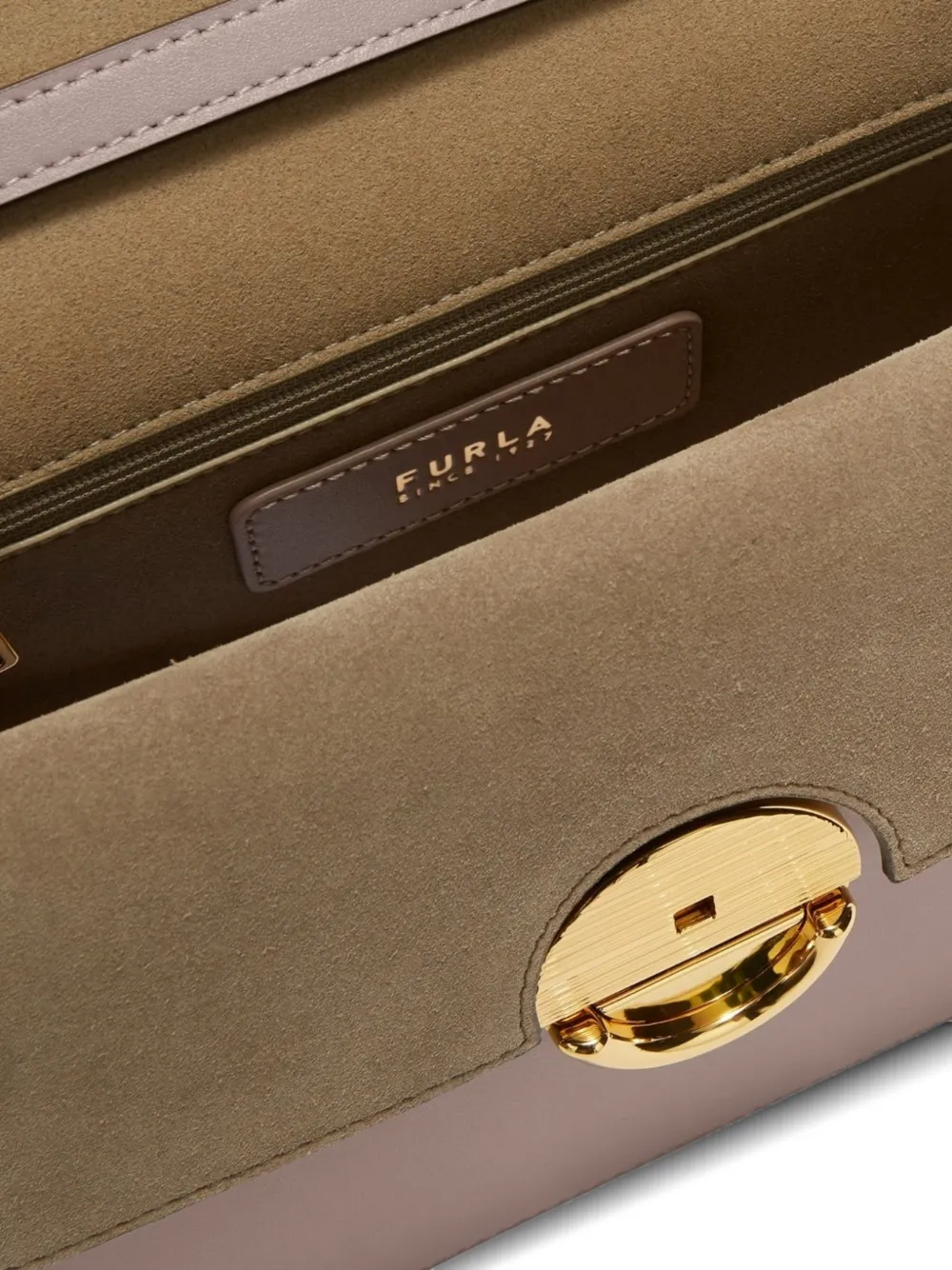 Furla Kleine Sfera leren shopper met suède vlakken Bruin