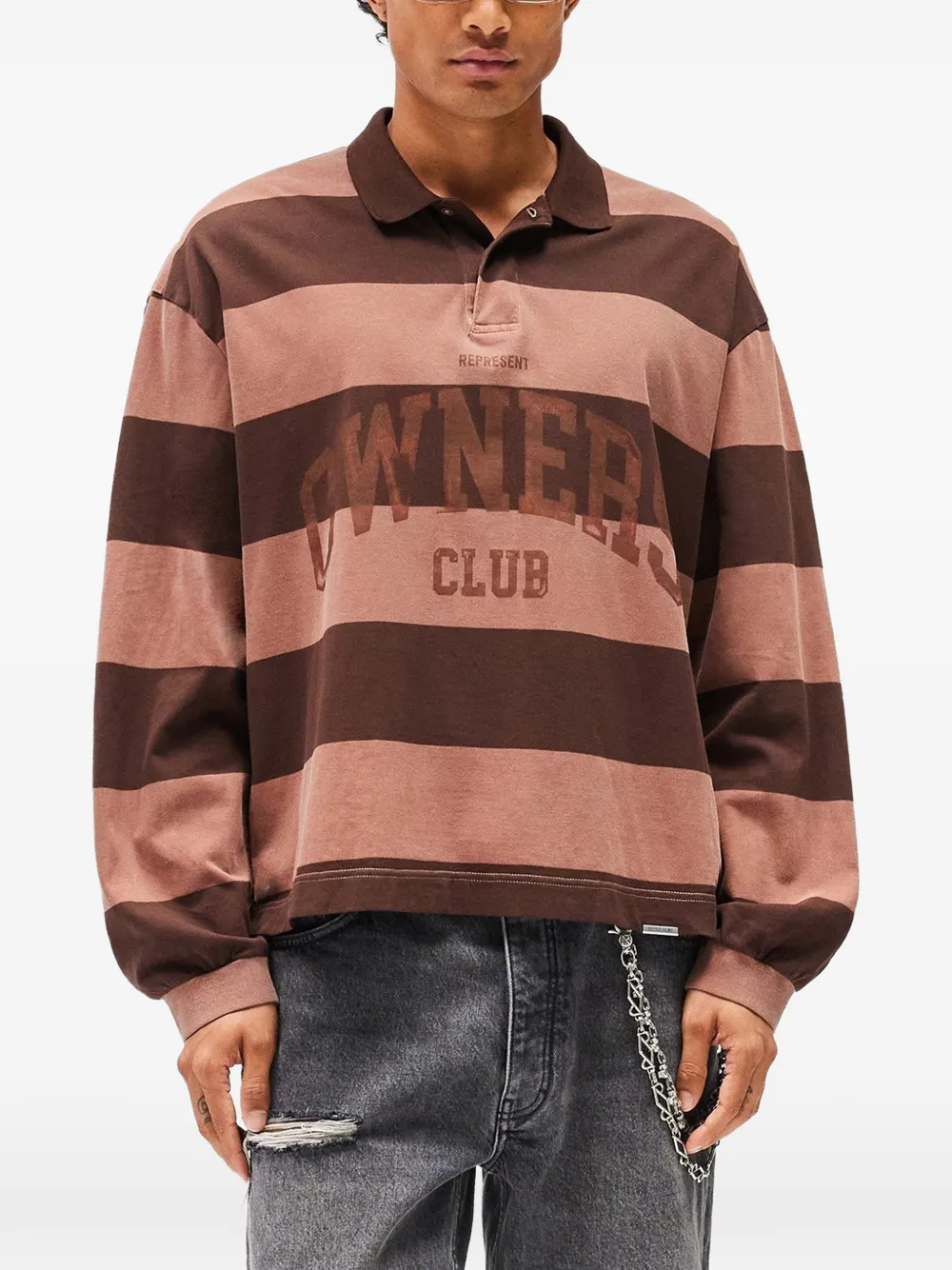 Represent Owners Club gestreept poloshirt Bruin