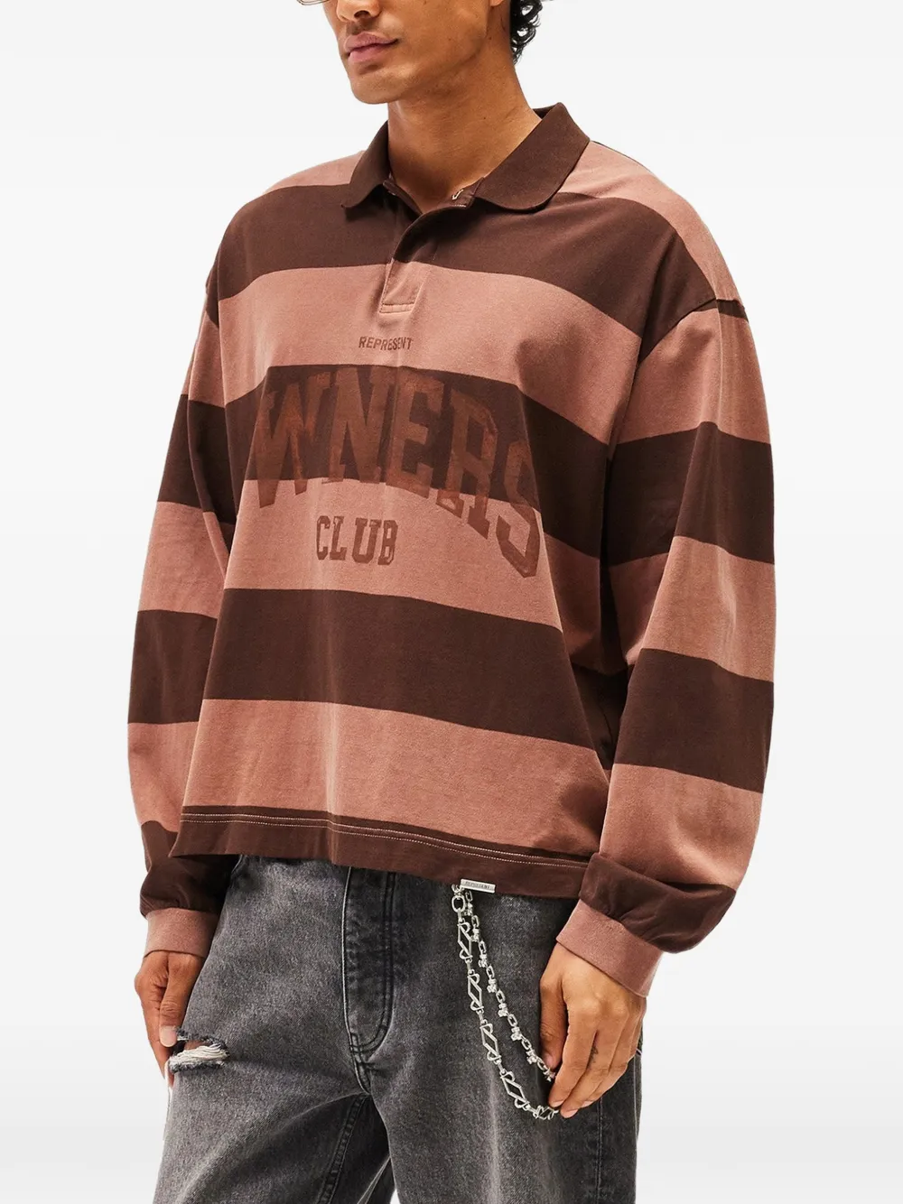 Represent Owners Club gestreept poloshirt Bruin