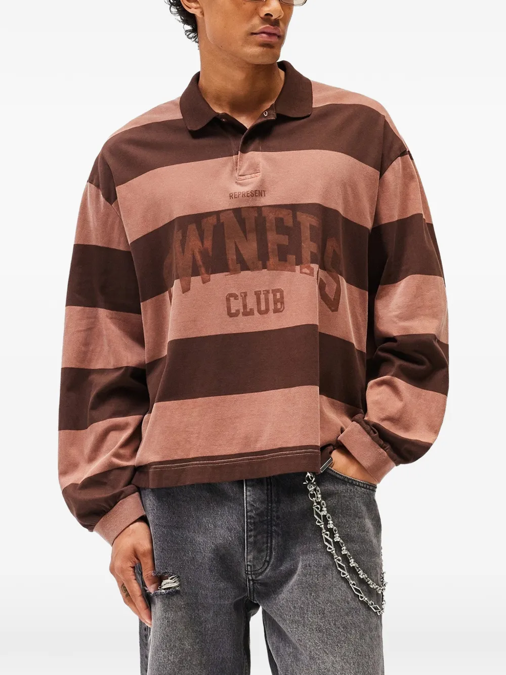 Represent Owners Club gestreept poloshirt Bruin