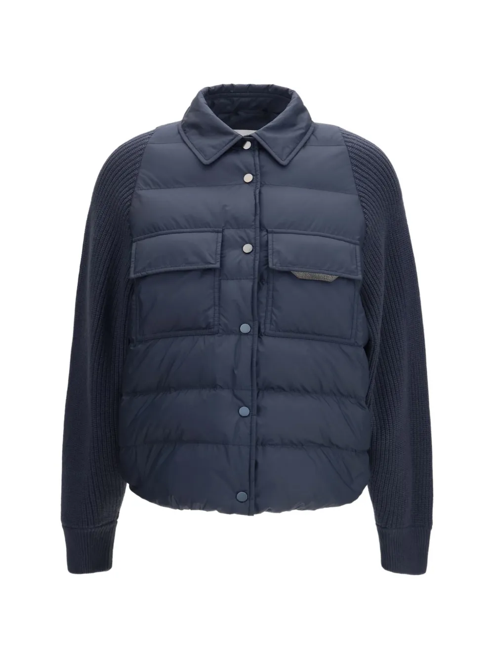 Brunello Cucinelli Monili-chain padded jacket - Blu