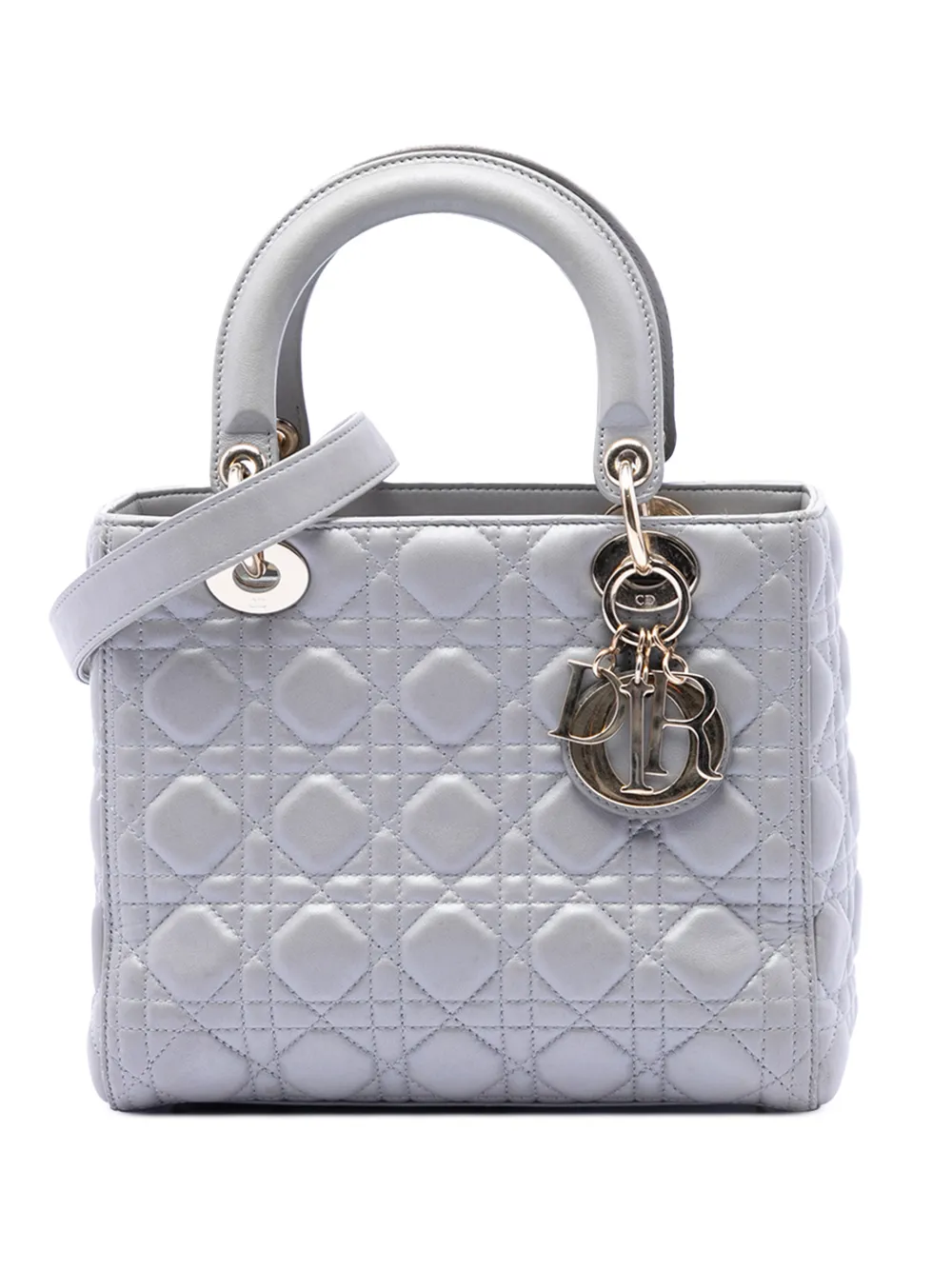 Christian Dior Pre-Owned 2017 Medium Pearlescent Lambskin Cannage Lady Dior satchel - Grau
