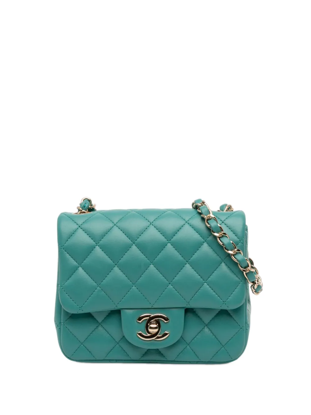 CHANEL Pre-Owned 2000-2026 Mini Square Classic Lambskin Single Flap crossbody bag - Green