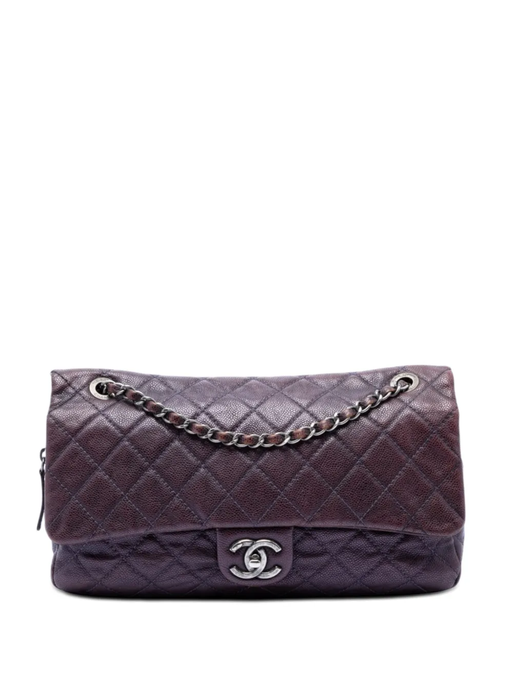CHANEL Pre-Owned 2012 Jumbo Quilted Iridescent Caviar Easy Flap shoulder bag - Viola