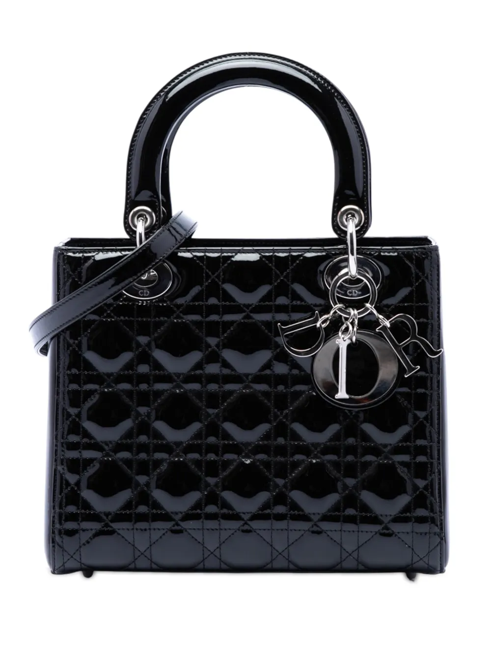 Christian Dior Pre-Owned 2011 Medium Patent Cannage Lady Dior satchel - Schwarz