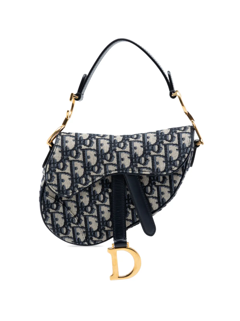Christian Dior Pre-Owned 2018 Mini Oblique Canvas Saddle Bag satchel - Blau